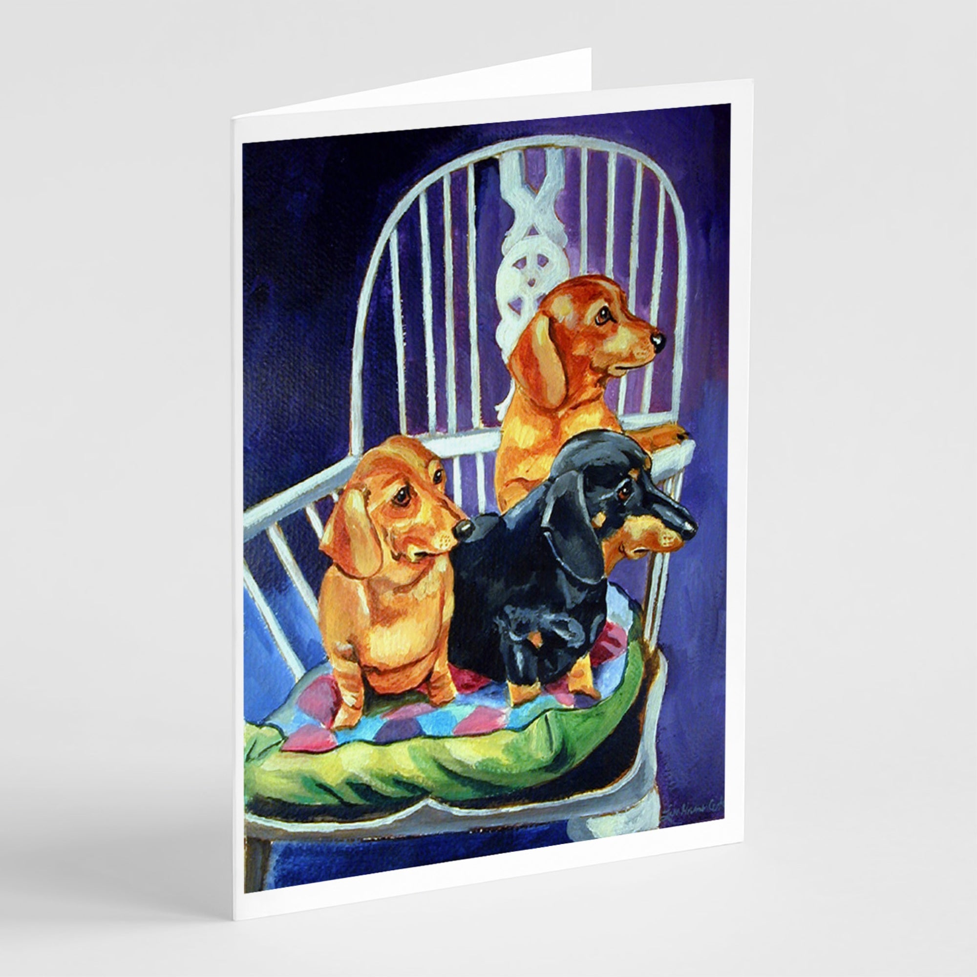 Dachshund Two Red And A Black And Tan Greeting Cards And Envelopes Pack Of 8