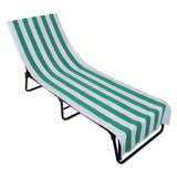 J&M Emerald Green Stripe Lounge Chair Beach Towel With Top Fitted Pocket 26X82
