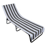 J&M Gray Stripe Lounge Chair Beach Towel With Top Fitted Pocket 26X82