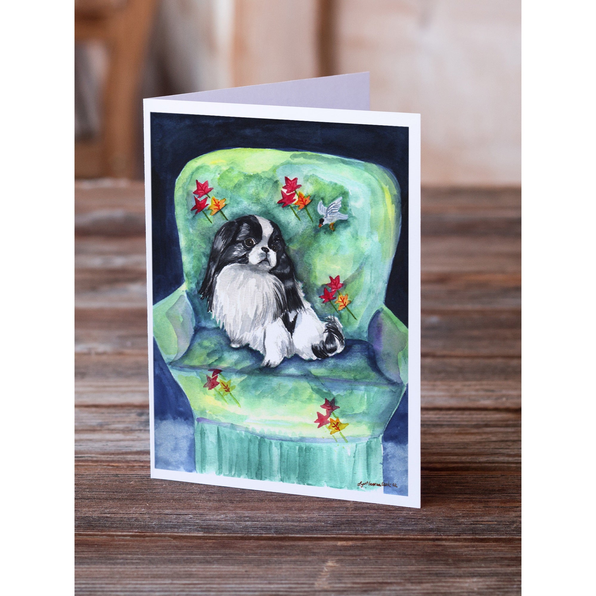 Japanese Chin In Momma'S Chair Greeting Cards And Envelopes Pack Of 8
