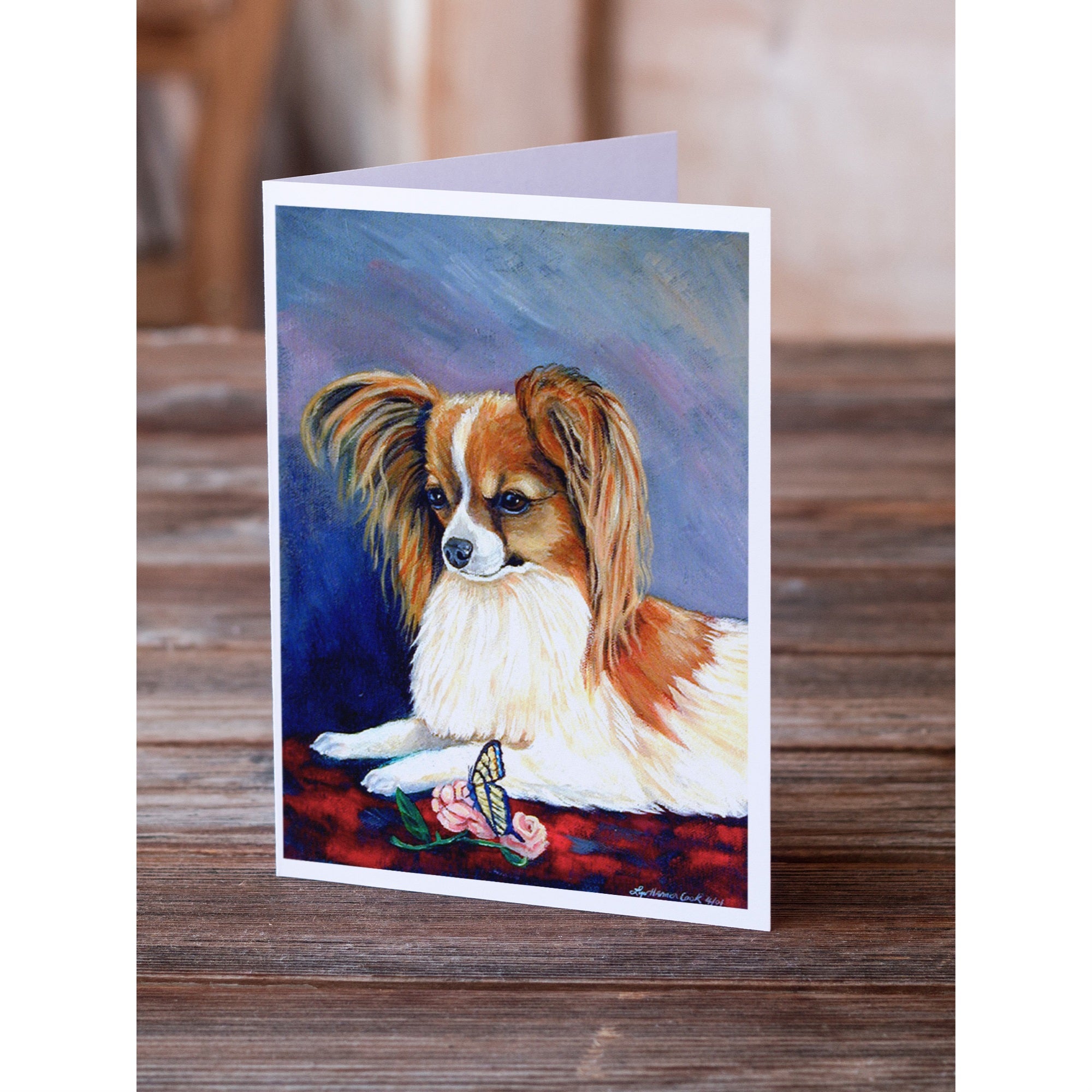Papillon Rose And Butterfly Greeting Cards And Envelopes Pack Of 8