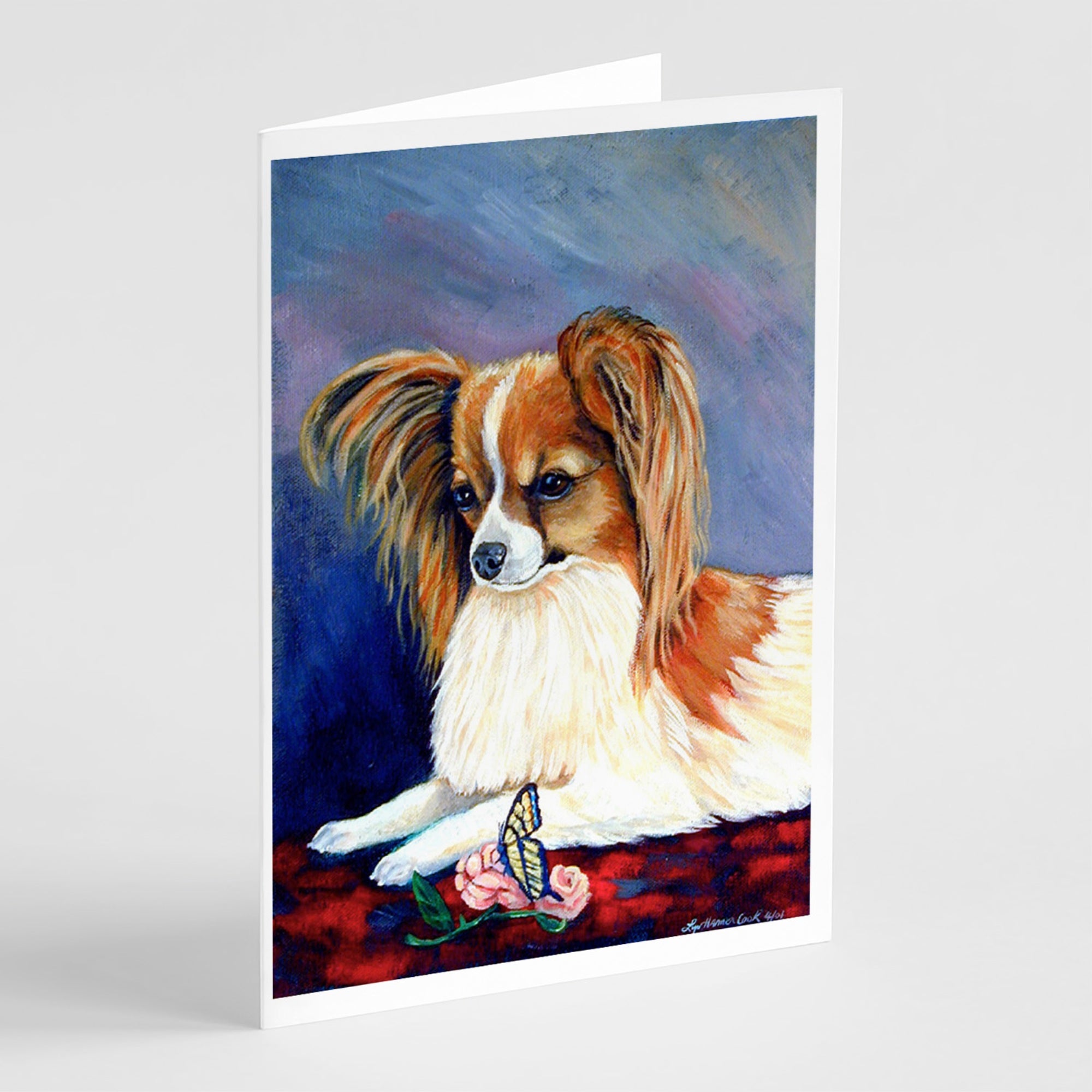 Papillon Rose And Butterfly Greeting Cards And Envelopes Pack Of 8