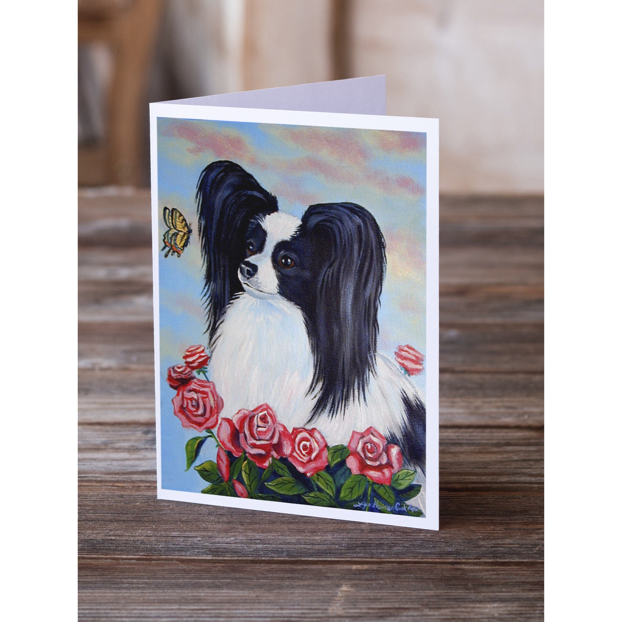 Papillon Black And White Greeting Cards And Envelopes Pack Of 8