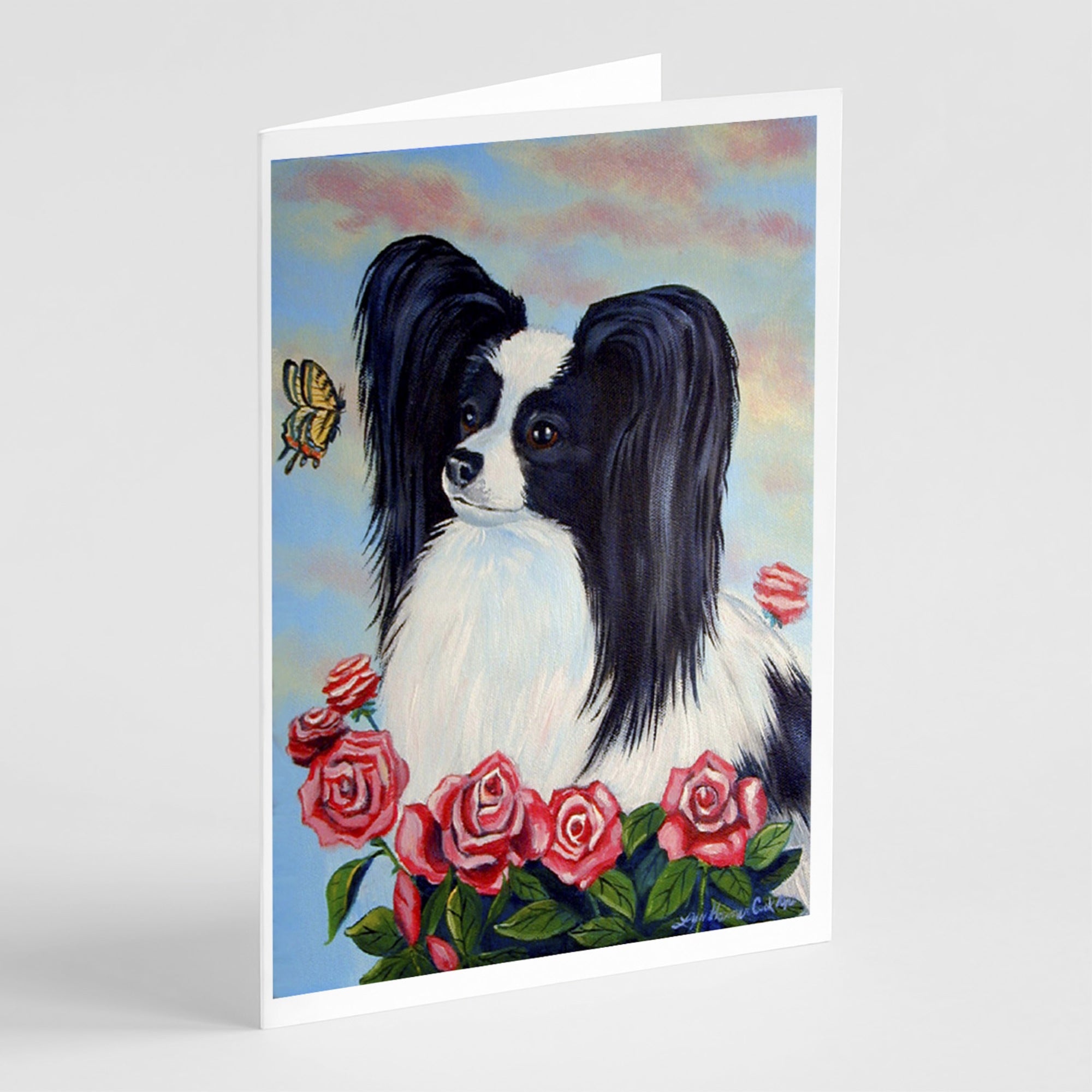 Papillon Black And White Greeting Cards And Envelopes Pack Of 8