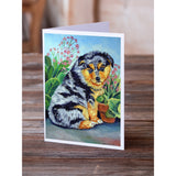 Australian Shepherd Puppy Greeting Cards And Envelopes Pack Of 8