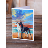 At Sunset Great Dane Harlequin And Black Greeting Cards And Envelopes Pack Of 8