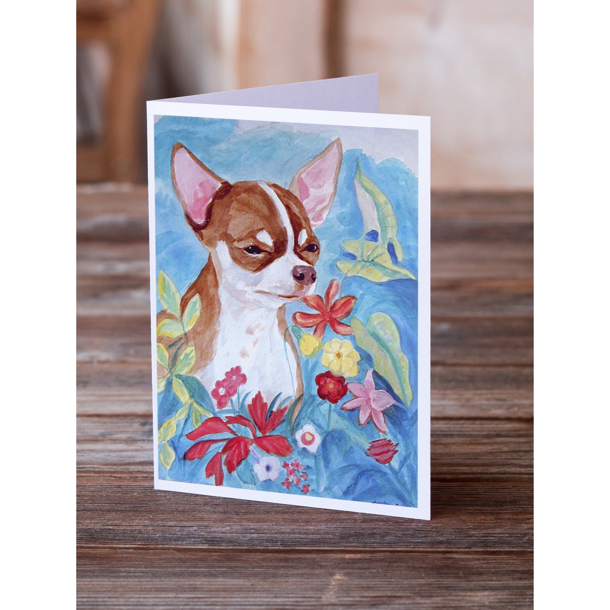 Chihuahua In Flowers Greeting Cards And Envelopes Pack Of 8