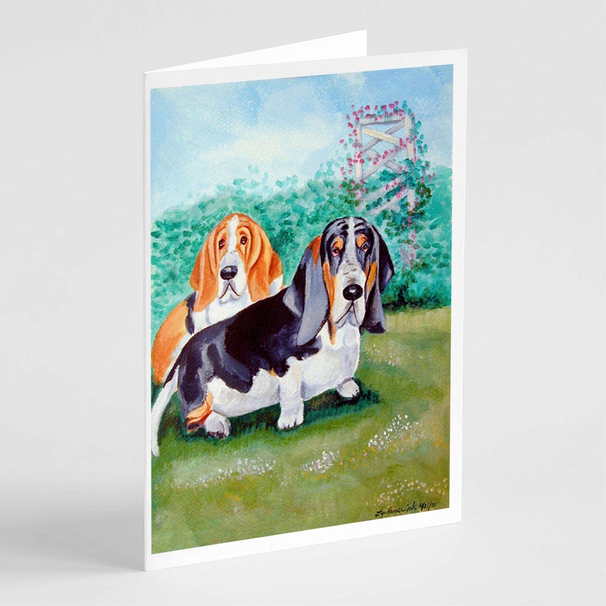 Basset Hound Double Trouble Greeting Cards And Envelopes Pack Of 8