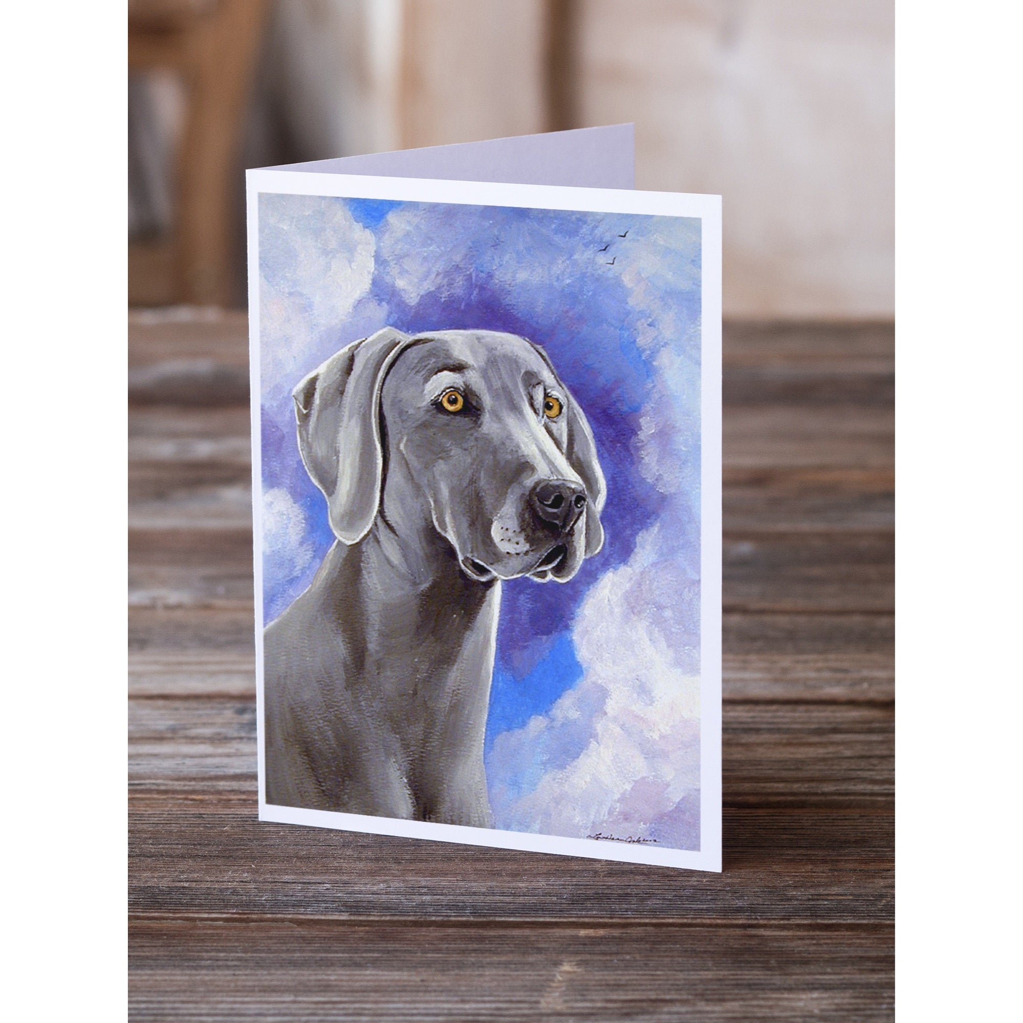 Weimaraner Azure Skies Greeting Cards And Envelopes Pack Of 8