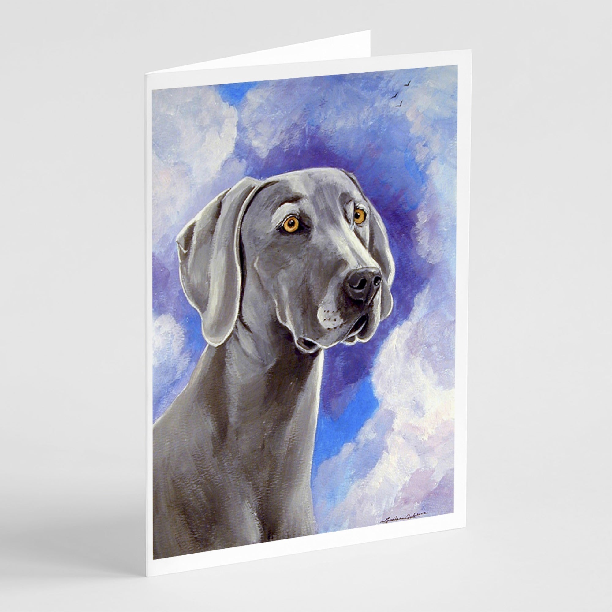 Weimaraner Azure Skies Greeting Cards And Envelopes Pack Of 8