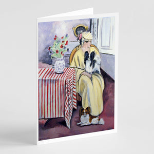Lady With Her Papillon Greeting Cards And Envelopes Pack Of 8