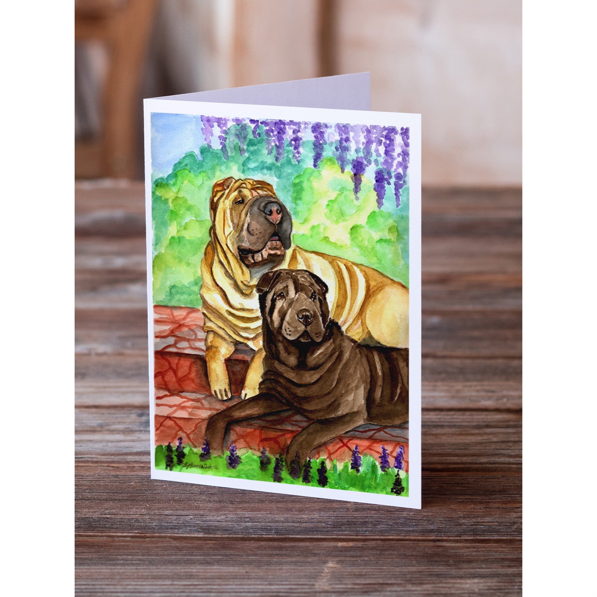 Shar Pei Fawn And Chocolate Greeting Cards And Envelopes Pack Of 8