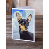 Min Pin Black And Tan Greeting Cards And Envelopes Pack Of 8