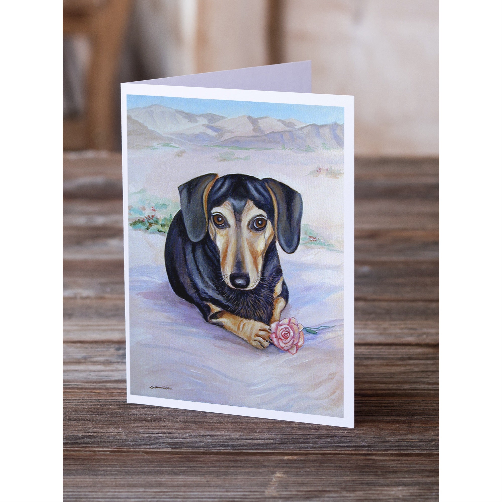 Black And Cream Dachshund Greeting Cards And Envelopes Pack Of 8