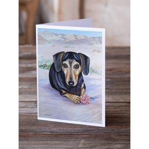 Black And Cream Dachshund Greeting Cards And Envelopes Pack Of 8