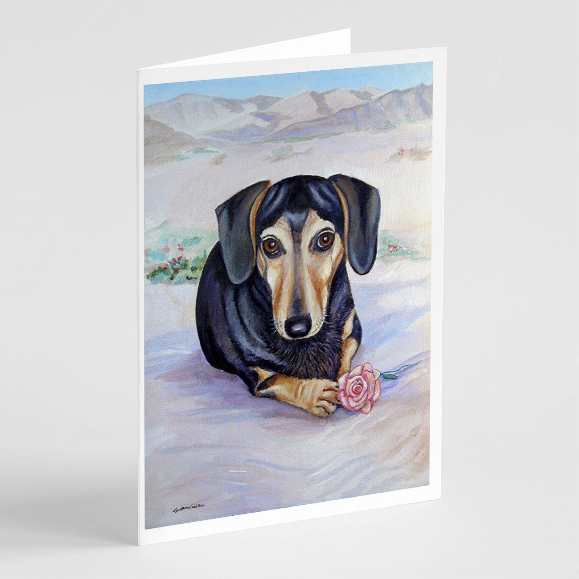Black And Cream Dachshund Greeting Cards And Envelopes Pack Of 8