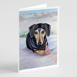Black And Cream Dachshund Greeting Cards And Envelopes Pack Of 8