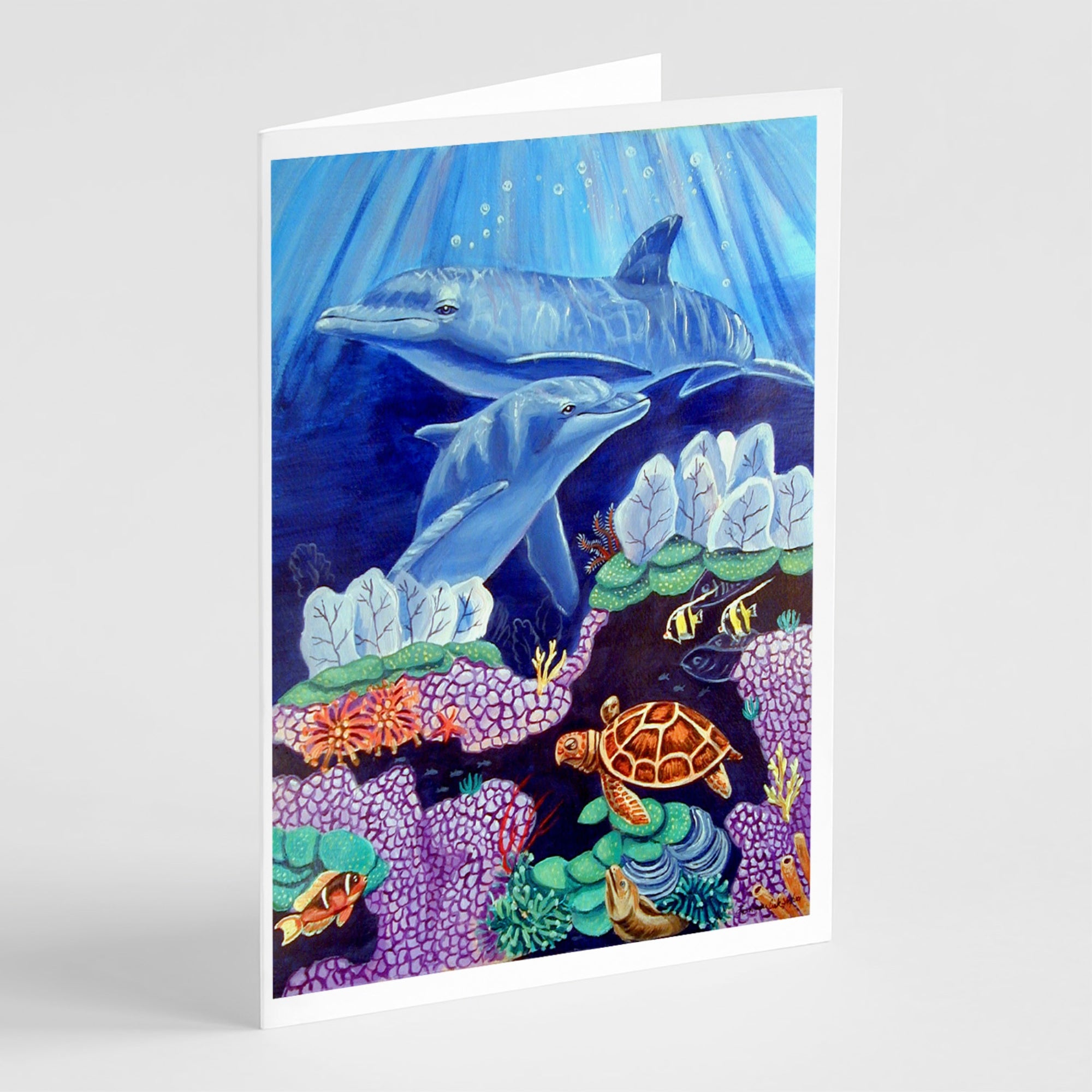 Dolphin Under The Sea Greeting Cards And Envelopes Pack Of 8