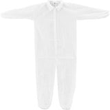Global Industrial Disposable Polypropylene Coverall Elastic Wrists/Ankles Wht Lrg 25/Case