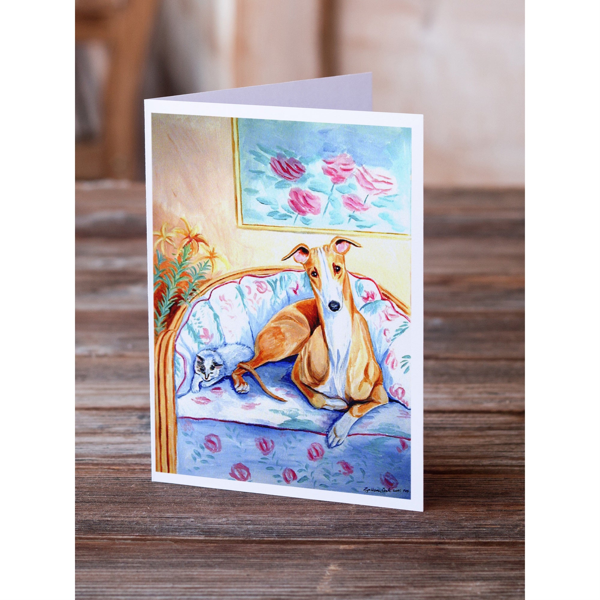 Whippet Waiting On You Greeting Cards And Envelopes Pack Of 8