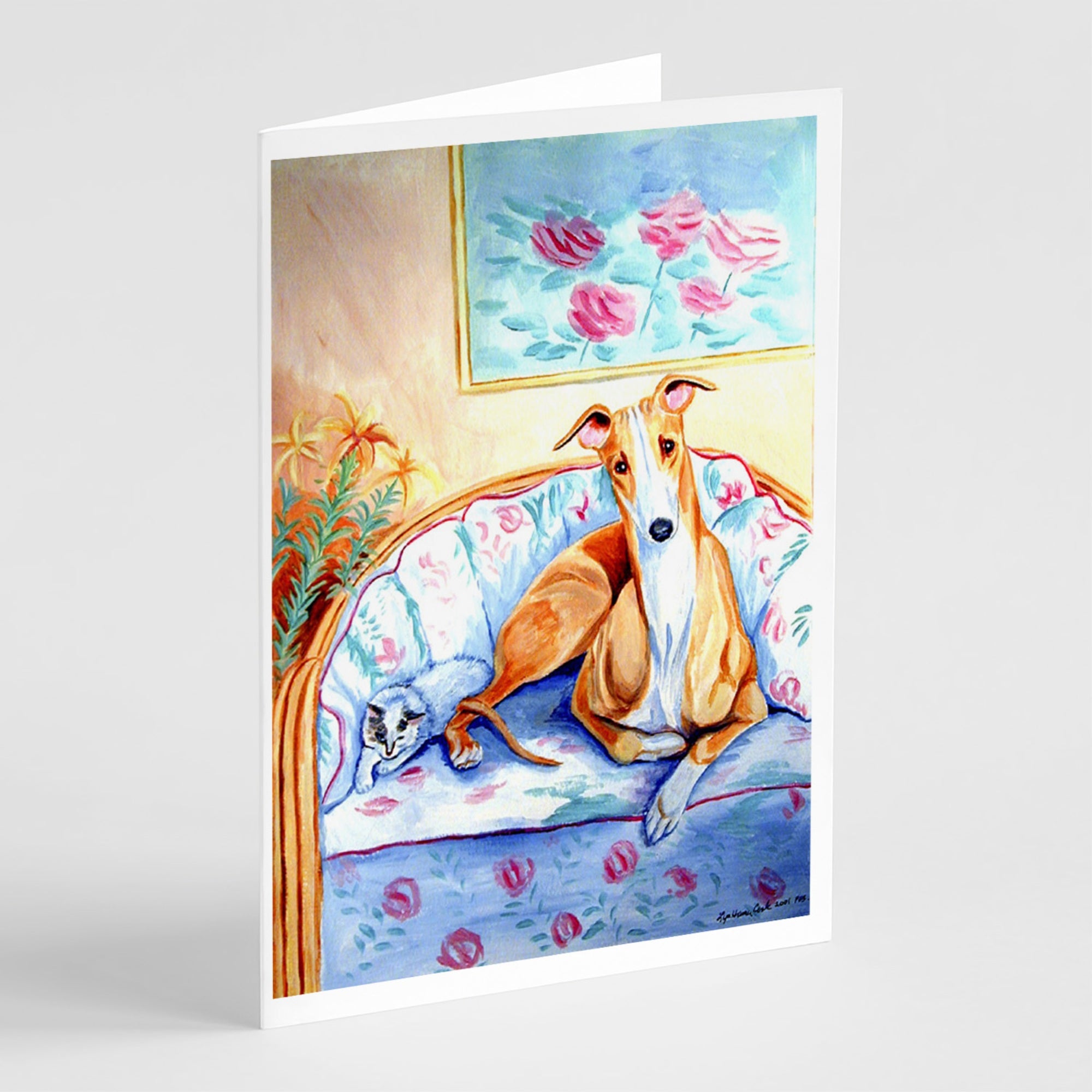 Whippet Waiting On You Greeting Cards And Envelopes Pack Of 8