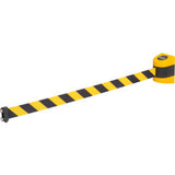 Global Industrial Magnetic Retractable Belt Barrier Yellow Case W/15 Black/Yellow Belt