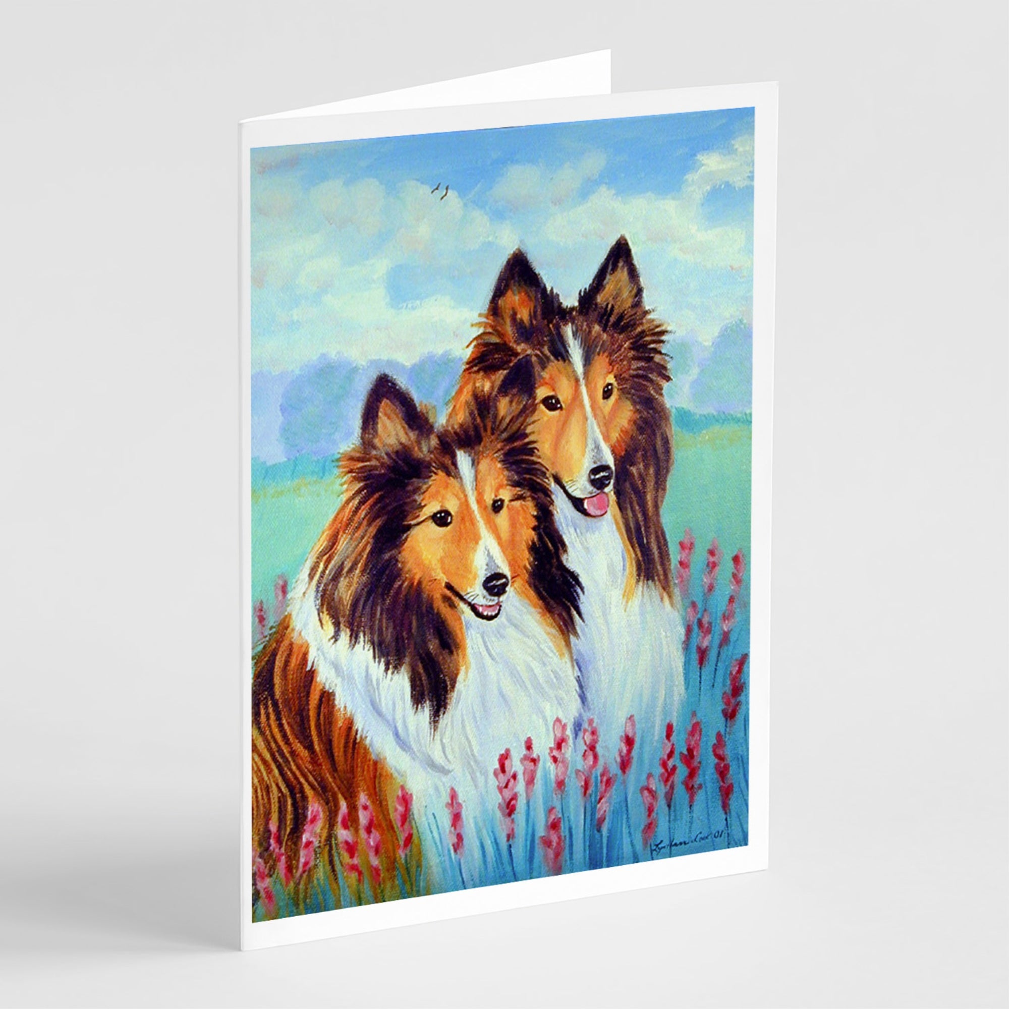 Sable Shelties Double Trouble Greeting Cards And Envelopes Pack Of 8