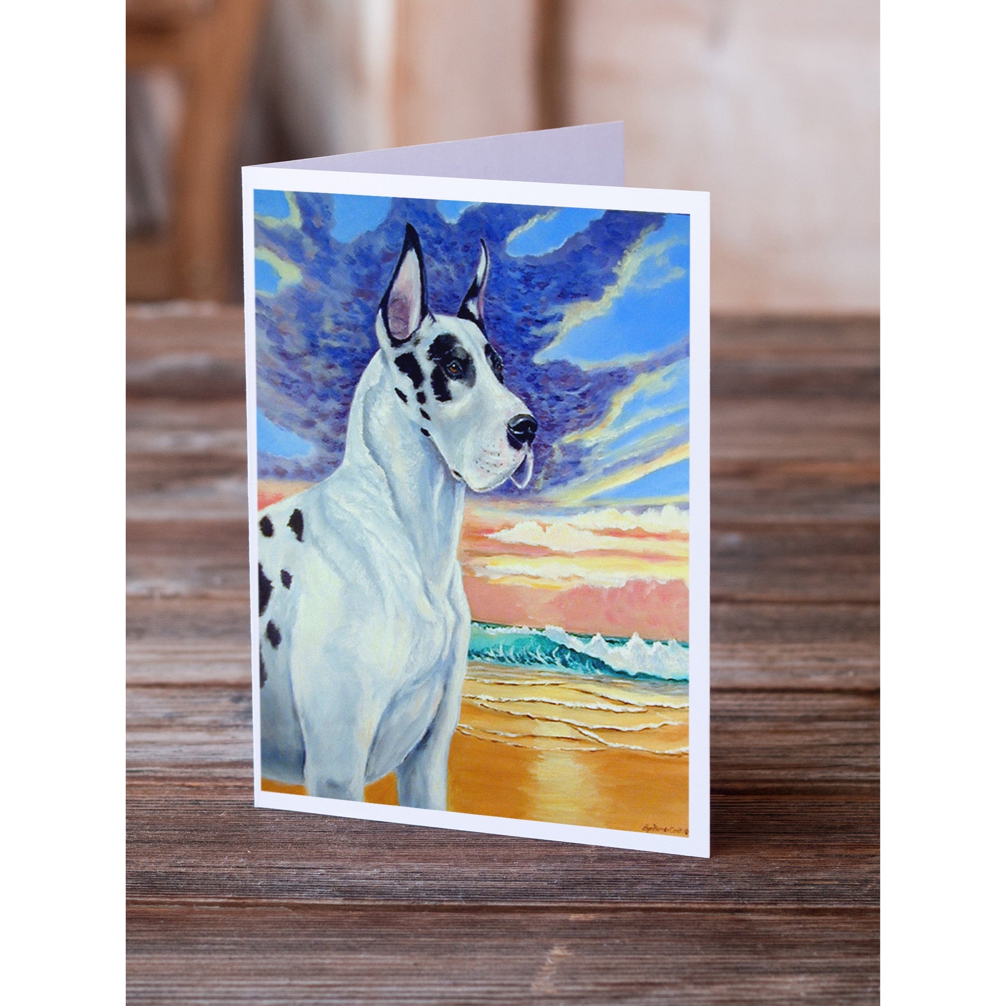 Harelquin Great Dane Greeting Cards And Envelopes Pack Of 8