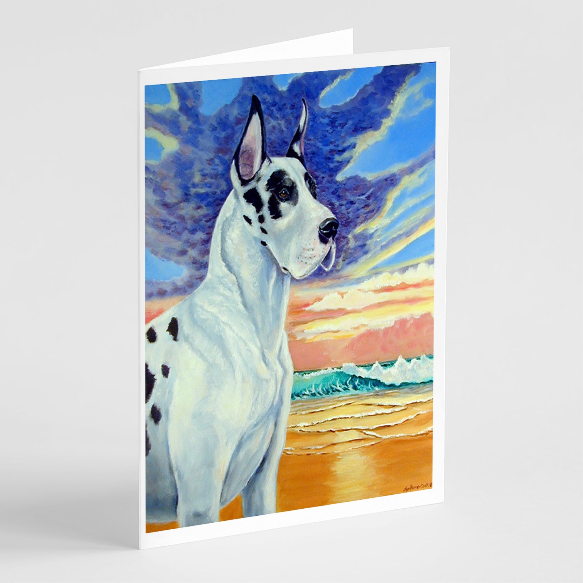 Harelquin Great Dane Greeting Cards And Envelopes Pack Of 8