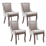 Aoowow Fabric Vintage Upholstered Side Chairs Set of 4, Farmhouse Solid Wood Kitchen Dining Room Chairs with Nailheads Legs (Fab