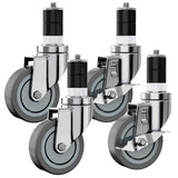 Houseables Table Casters, Table Wheels, Set of 4, Expanding Stem Caster Wheels, 4 Inch, Stainless Steel, for Kitchen Prep Workta
