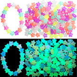 OIIKI 200pcs Glow in The Dark Star Beads, Luminous Star Pony Beads for Jewelry Making, 0.5in Colorful Pendant Charms Loose Space
