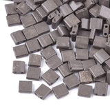 Crafans 200Pcs Rectangle Glass Seed Beads Tila Beads 5x4.5-5.5mm Baking Paint 2 Hole Glass Beads Rectangle Spacer Beads for Jewe