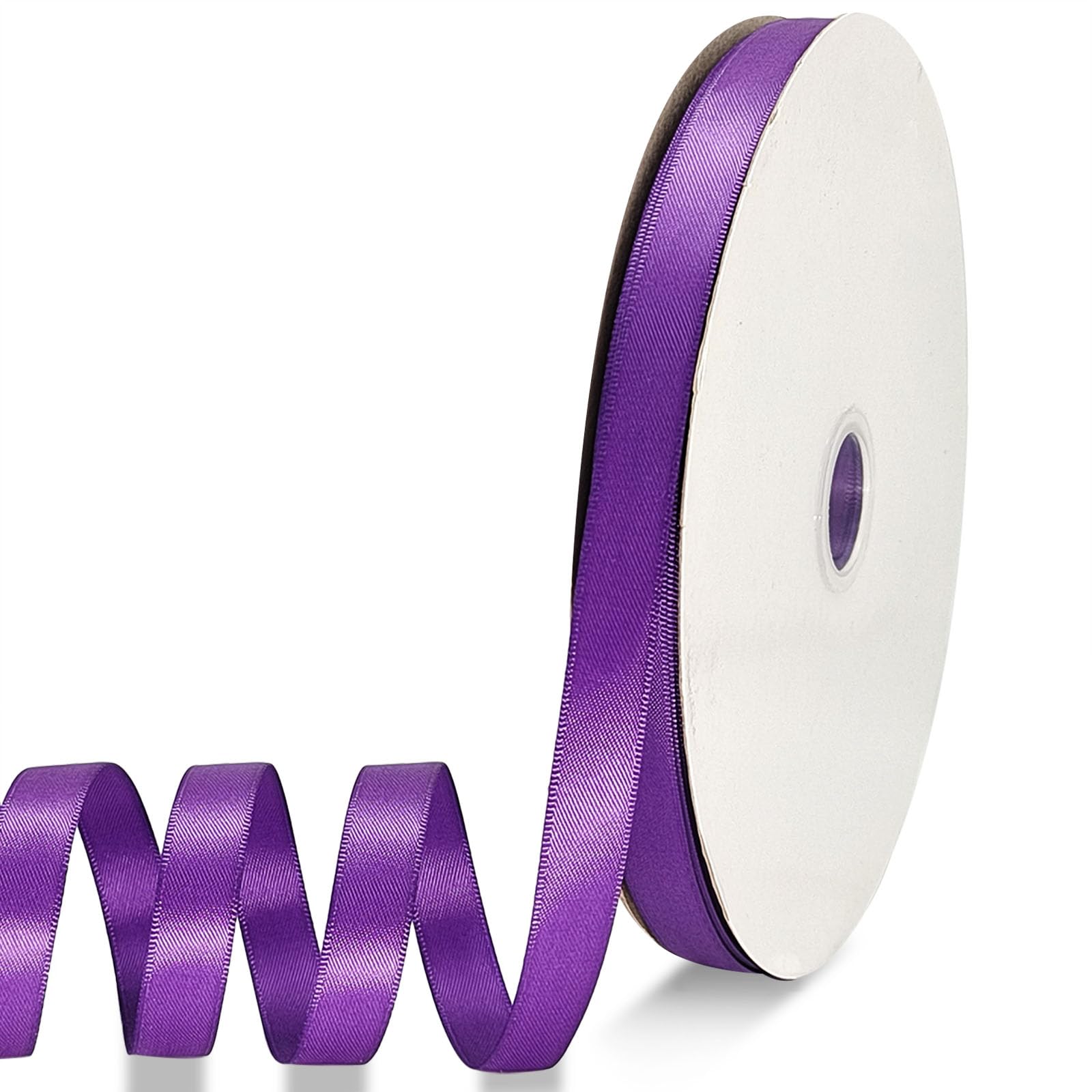 YEQIN Double Face Purple Satin Ribbon Satin 1/2 inch x Continuous 50 Metres Polyester Ribbon for Gift Wrapping Weddings Party Ha