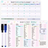 Baby First Foods Tracker Fridge Magnet, Baby Weaning Chart,11.8x7.9in 2pcs Magnetic Baby Food Checklist & Daily Food Log Meal Pl