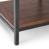 Simplihome Skyler Solid Mango Wood And Metal 22 Inch Wide Square End Table Industrial End Side Table In Dark Cognac Brown With S
