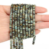 HAAMIIQII 2x4mm Natural African Turquoise Heishi Spacer Beads 150Pcs Flat Disc Stone Semi Precious Gemstone Loose Beads for Jewe