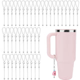 Gosknor 40pcs Beaded Cup Charms Compatible with Stanley Charm Accessories for Tumblers with Handle Cup, Silver Beadable Keychain