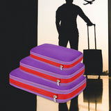 Trendivibe 3Pcs Compression Packing Cubes Expandable Reusable For Hiking Travel Camping Violet