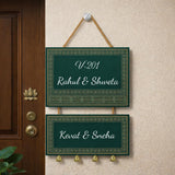 Webelkart Premium Customised Wall Hanging Name Plate For Home Entrance Outdoor | Custom Double Layer Door Name Board With Bells 
