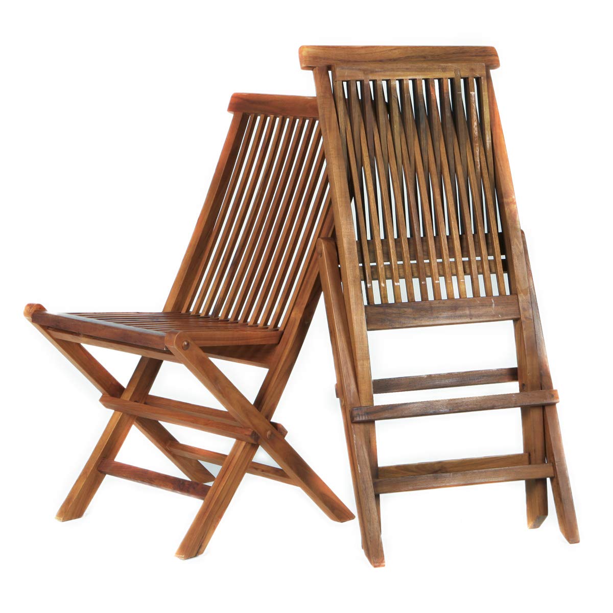 All Things Cedar Tf22-2-G 2-Piece Teak Folding Chair Set With Cushions, Green | Outdoor Seating, Foldable Cushioned Teak Chairs - Stylish & Durable Design, Ideal For Any Space (23X18X36)