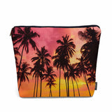 Kalygon Tropical Beach Makeup Bags Makeup Organizer, Hawaii Ocean Beach Palm Trees Sunset Flax Toiletry Bags Travel Cosmetic Bag