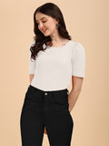 Wedani Women'S Casual Regular Puff Sleeves Western Top (X-Large White),White,XL,Polyester,Regular,