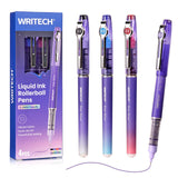 WRITECH Liquid Ink Rollerball Pens: 0.5mm Assorted Color Ink Fine Point Tip Rolling Roller Ball Pen Multicolor No Bleed & Smudge
