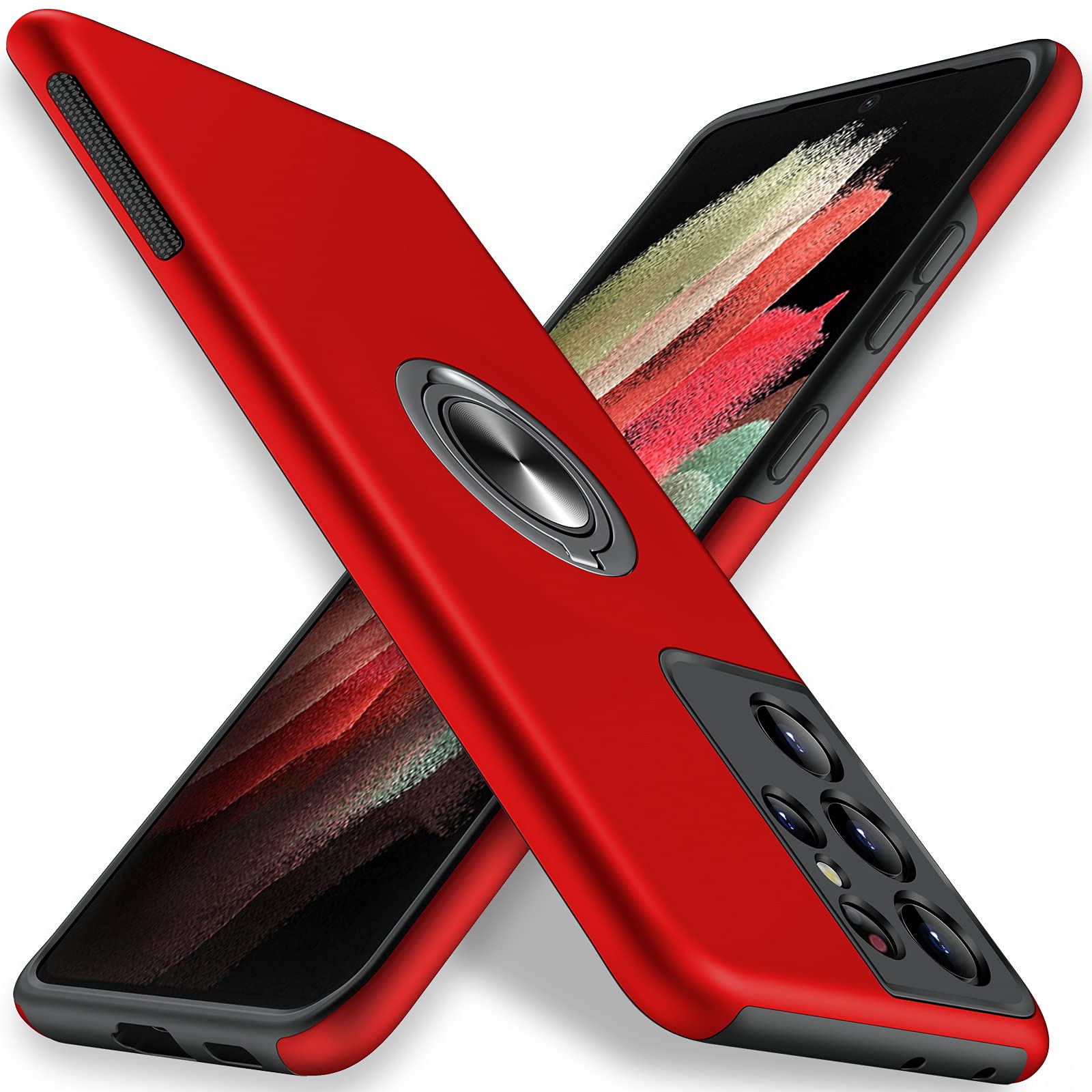 JAME for Samsung Galaxy S21 Ultra Case, Slim Soft Bumper Protective Case for Samsung S21 Ultra Case, with Invisible Ring Holder 