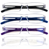 Pack 4 Rimless Reading Glasses,Blue Light Clear Frames Reader Lightweight for Men and Women 3.0