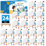 ESRICH 24 Set Mini Acrylic Paint Kit, Mini Stretched Canvas with Easel, Valentines Day Gifts, Acrylic Paint Strips, Paint Palett