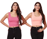 Toplot Women'S Combo Solid Ribbed Scoop Neck Sleeveless Slim Fit Tank Top Pack Of 2 (Combo-5069-Pch-Pnk-Xl),Peach-Pink,,B0CG5JXWHT