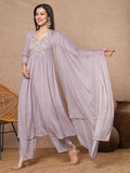 Gosriki Women'S Rayon Blend A-Line Embroidered Kurta With Pant & Dupatta (Sharmi Lavender-Vks01-Gs_Xl_Lavender_X-Large),Lavender,,B0DVPGFD72