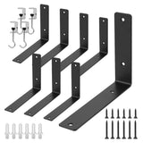 Redunest L Floating Shelf Brackets,8 Pack Heavy Duty L Brackets for Shelves, L 8 X H 6 Black Metal Countertop Support Brackets,W